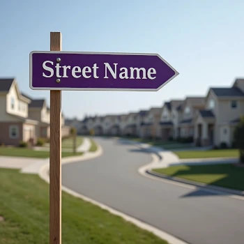 Generic Street Name sign in a bland suburb, representing uninspired street name ideas to avoid. Create strong and original street names instead!