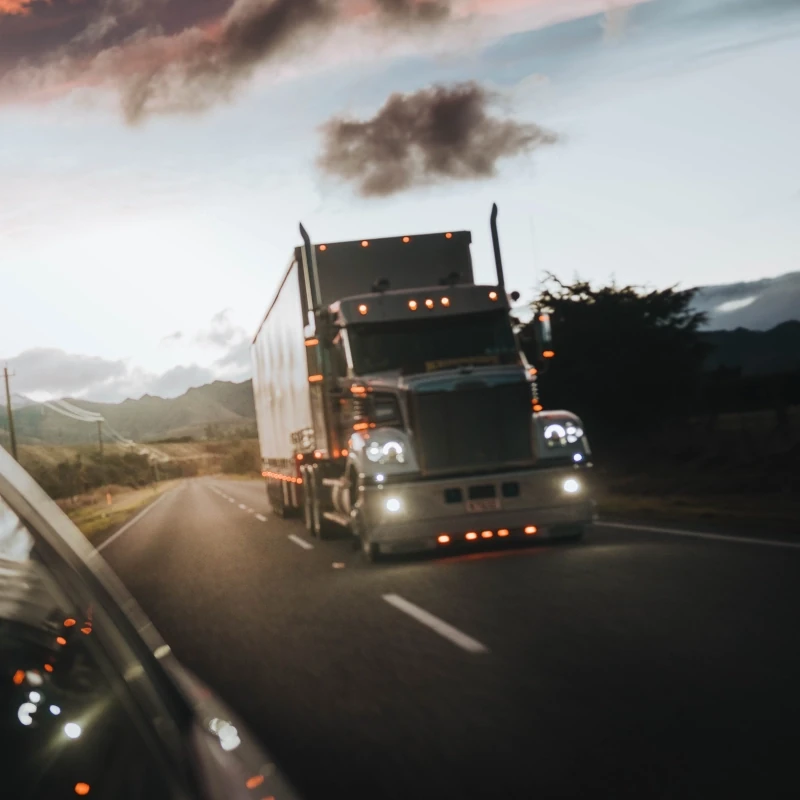 Truck driving on a road