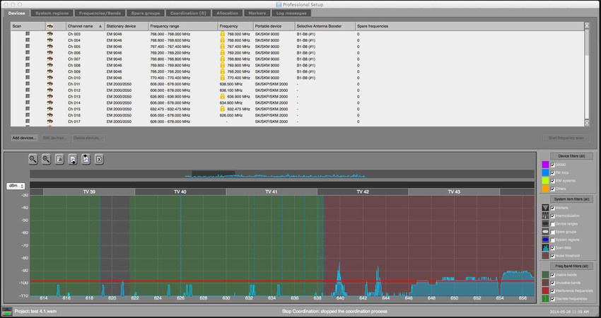Mit dem Wireless Systems Manager 4.1 lassen sich programmierte Frequenzen vor einer Neuberechnung des Frequenzplans schützen