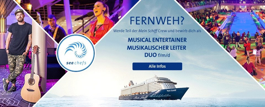 Fernweh? Werde Teil der <i>Mein Schiff</i> Crew und bewirb dich jetzt um deinen Job bei sea chefs!