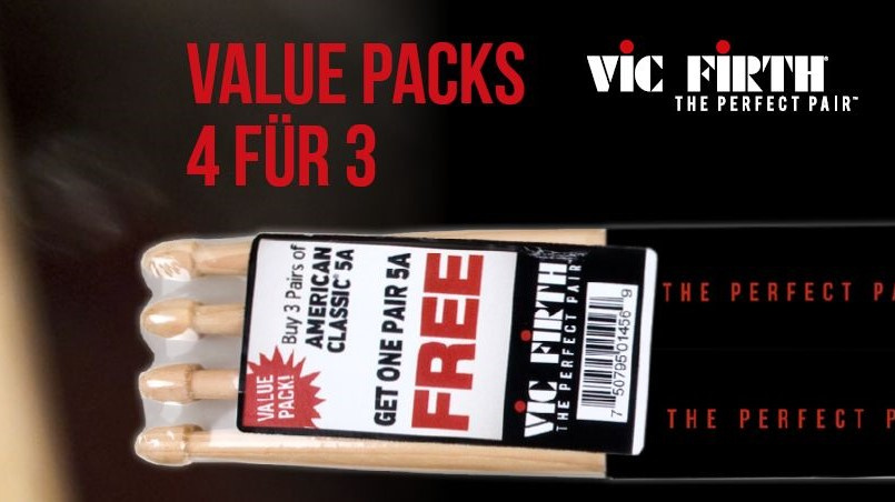 4 für 3: Die Value Packs von Vic Firth sind wieder da