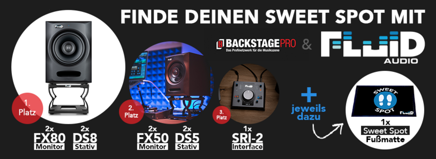 Gewinne Studiomonitore, Zubehör und die coole Sweet Spot Fußmatte von Fluid Audio!