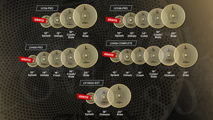 ZILDJIAN "LV80 Low Volume Packs" mit kostenlosem Splash