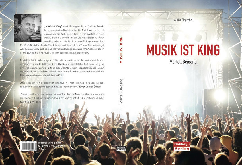 „Musik ist King“ feiert die unglaubliche Kraft der Musik. In seinem vierten Buch beschreibt Martell, wie sie ihn einmal um die Welt reisen ließ und auf die Main-Stage von Rock am Ring und die Hochzeit von Pink gebeamt hat.