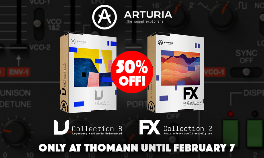 50% Rabatt für die Arturia-Plugin-Bundles V-Collection 8 und FX Collection 2 bei Thomann