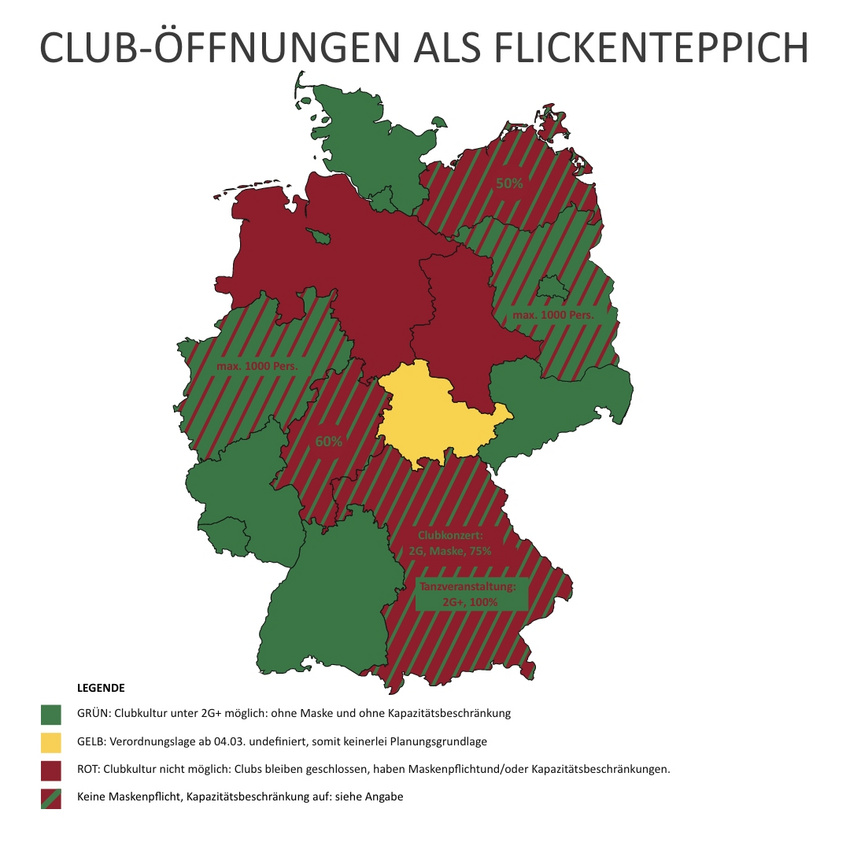 Durch die Club-Öffnungen wird Deutschland zum Flickenteppich. (2022)