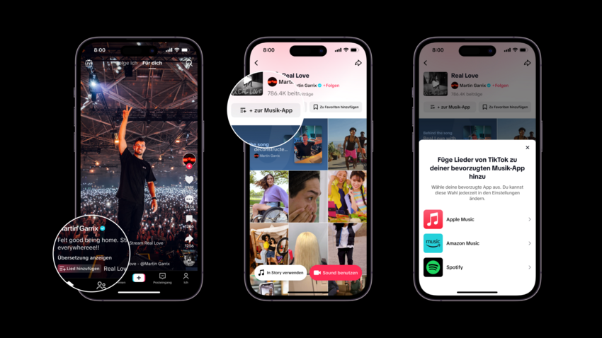 Neues Feature: TikTok ist nun direkt mit den großen Musik-Streamingdiensten verbunden