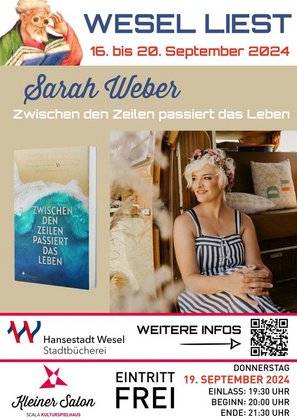 WESEL LIEST mit Sarah Weber - Zwischen den Zeilen passiert das Leben - Im Kleinen Salon