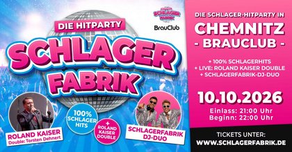 Schlagerfabrik – Die Hitparty im Brauclub Chemnitz mit Roland Kaiser Double