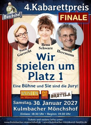 4. Mönchshof Kabarettpreis-Finale mit 3 Künstler/innen an einem Abend!