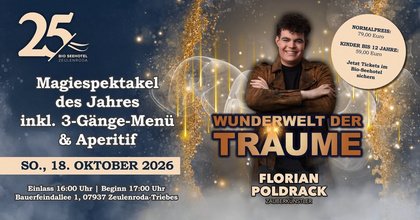 18.10.2026 | Magie-Show inkl. 3-Gang-Menü | mit Zauberkünstler Florian Poldrack