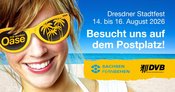 DVB-Wohlfühloase auf dem Postplatz zum Dresdner Stadtfest 2026