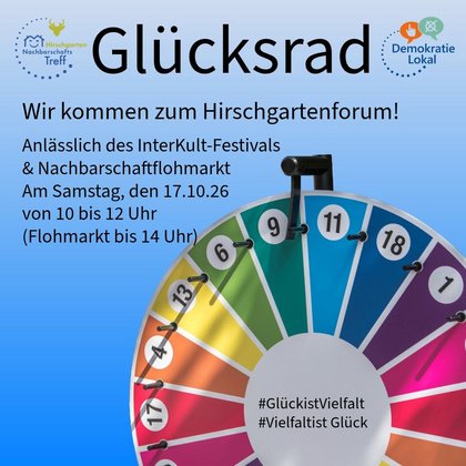 Glücksrad beim Nachbarschaftsflohmarkt am Hirschgartenforum