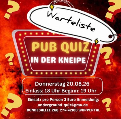 Undergroud PUB QUIZ (in der Kneipe) - AUSGEBUCHT (mit Warteliste)