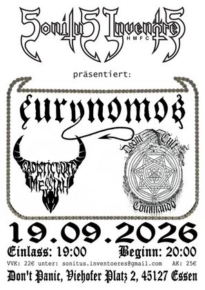 HMFC Sonitus Inventöres präsentiert: EURYNOMOS, SADISTIC GOATMESSIAH, DOOM CULT COMMANDO