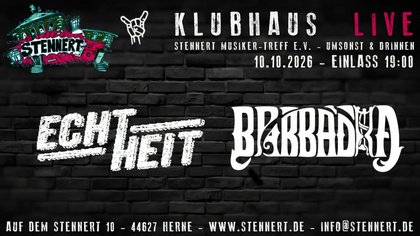 Klubhaus-Live 10/26 mit Echtheit und Barbadia