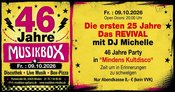 FR 09.10. | 46 JAHRE MUSIKBOX - REVIVAL Party mit DJ MICHELLE