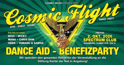 „Cosmic Flight“ Dance Aid - Benefizparty zu Gunsten der Kartei der Not!
