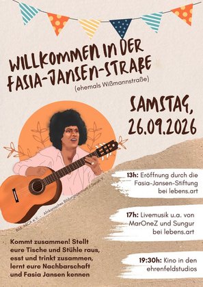 Nachbarschafts-Straßenfest anlässlich der Einweihung der Fasia-Jansen-Straße, ehemals Wißmannstraße