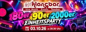 🪩 EINHEITSPARTY 80er • 90er • 2000er | 03.10.26 | 20:30 Uhr