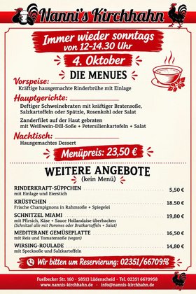 SONNTAG-MITTAG-MENUES
