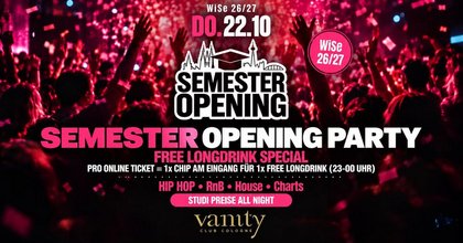 SEMESTER OPENING PARTY WiSe 26/27 c/o Vanity Club Cologne