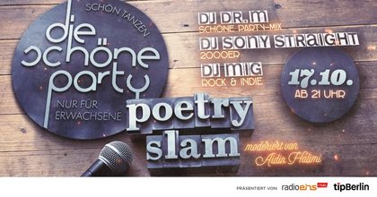 Die Schöne Party am 17.10.26 - mit Poetry Slam