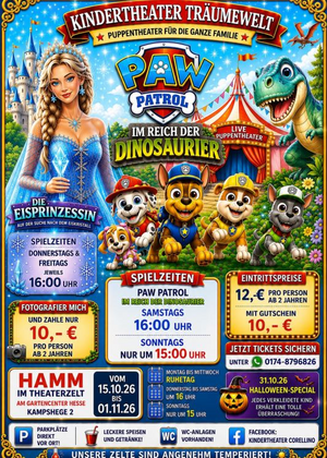 Kindertheater Träumewelt gastiert vom 15.10. - 1.11.2026 in Hamm