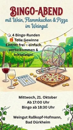 Bingo-Abend mit Wein, Flammkuchen & Pizza im Weingut