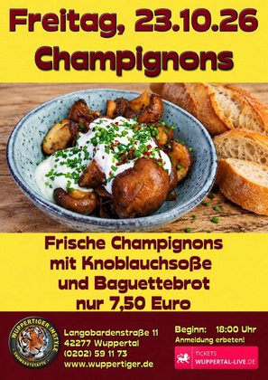 Frische Champignons mit Knoblauchsoße und Baguettebrot