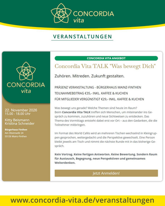 Concordia Vita TALK - "Was bewegt dich?"