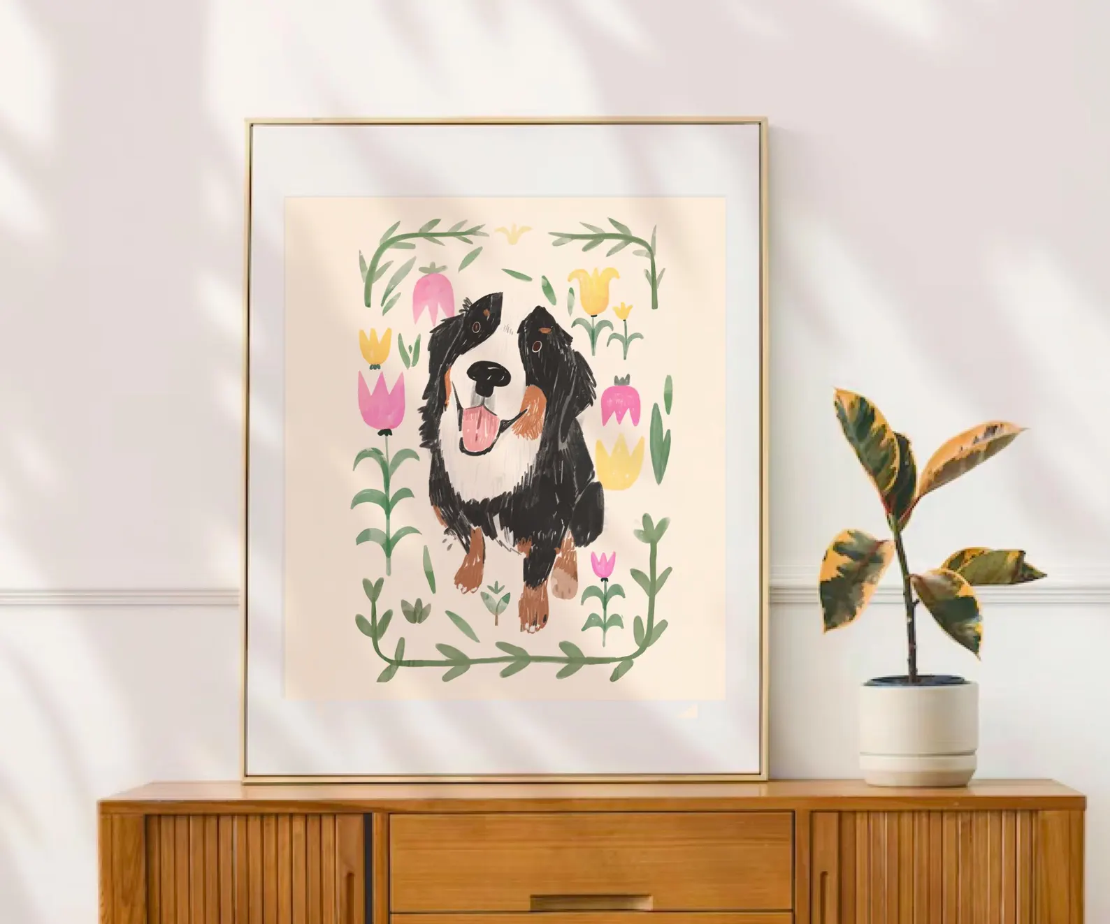 Custom pet portrait Watercolor custom Floral pet art Memorial Personalized pet art Loss pet portrait from photo wallart Bouquet Print Gift