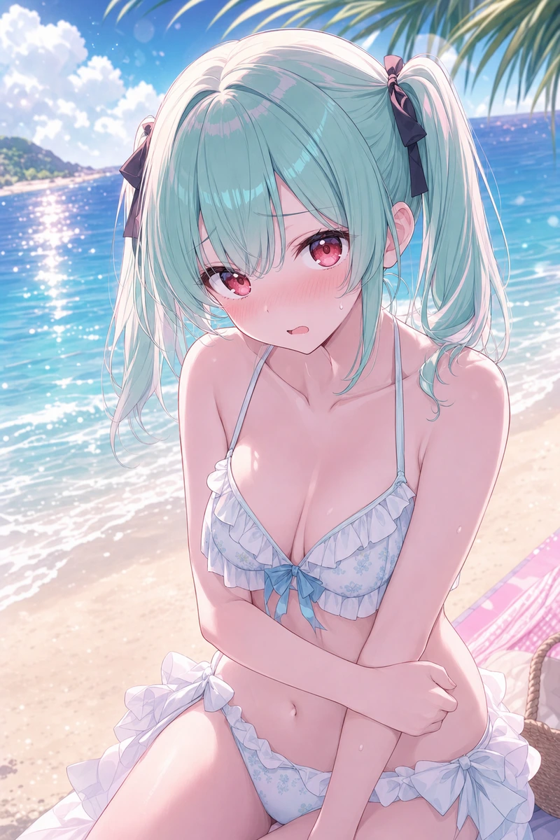 結城すずの初めての海、どきどき水着デート画像