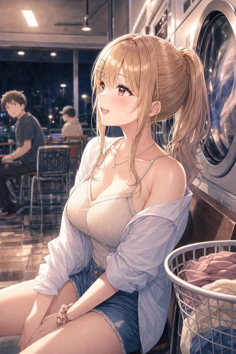 夏川りこのコインランドリーで視線を集める美女画像