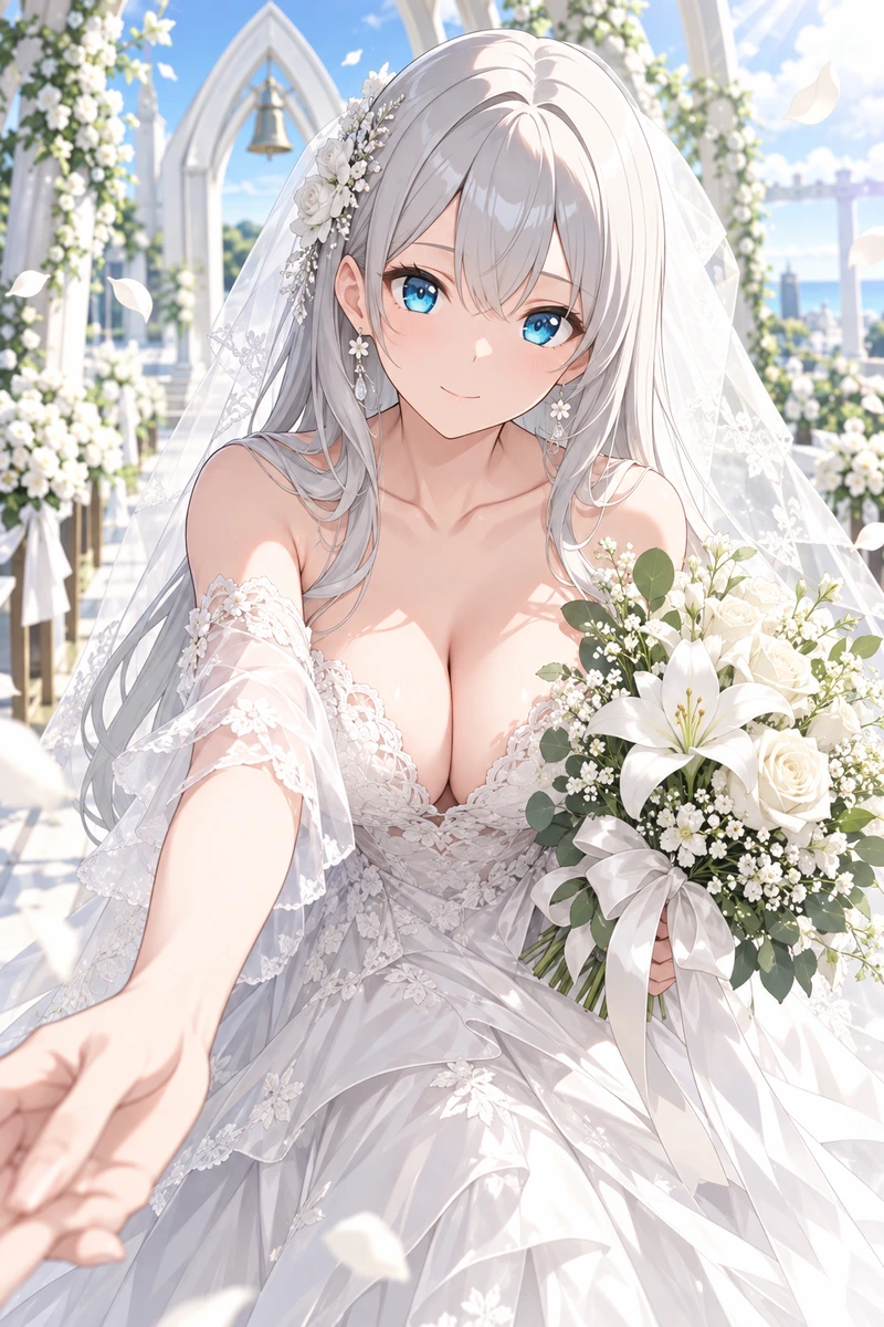 東雲かなでのウェディングドレスの花嫁画像