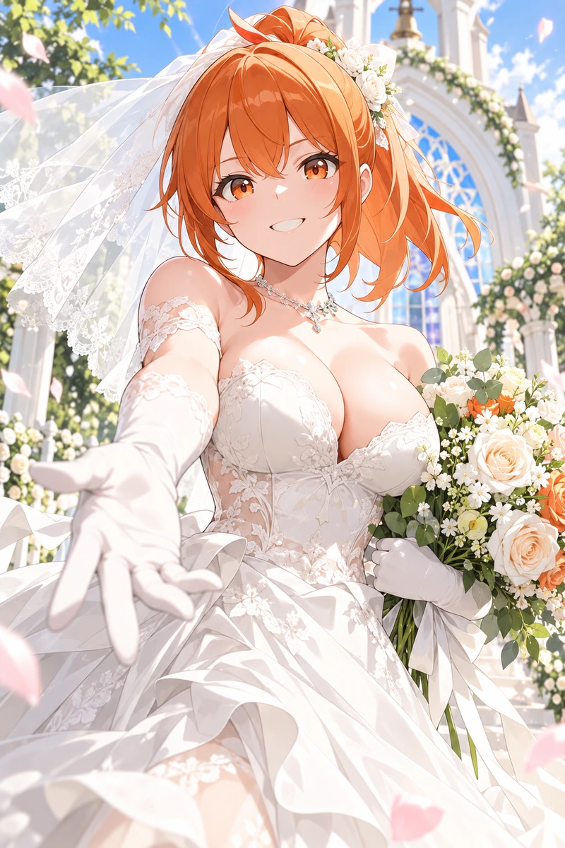 夏目さやかのウェディングドレスの花嫁画像