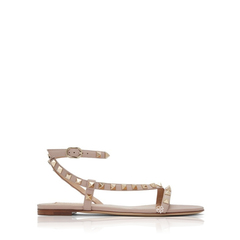 Valentino	 Rockstud Slingback Flat Sandals in Nude Poudre