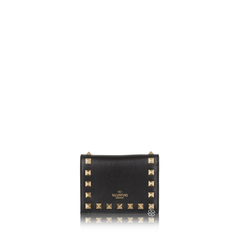 Valentino	Rockstud Bifold Compact Wallet In Black