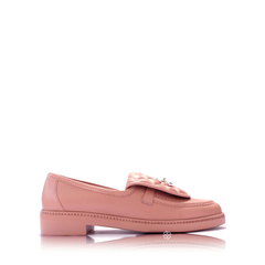 Chanel Pink Loafers Cc Logo Quilted Flap Turn Lock Flats