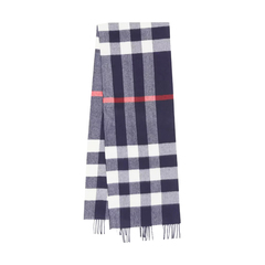 Burberry	Check Cashmere Scarf In Navy