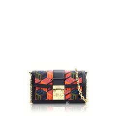 MCM	Mini Tracy Crossbody Bag in Black Multicolor With Cubic Monogram