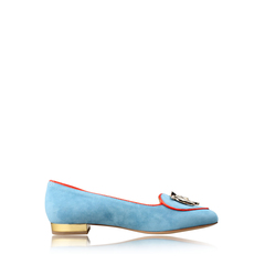 Charlotte Olympia Pig Pastel Blue Suede