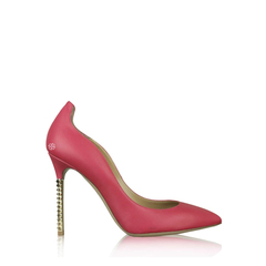 Valentino Garavani	Fuschia Leather Gold Rockstud" Heel Pointed Toe Pumps