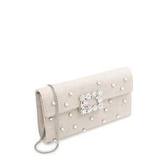 Shop Roger Vivier Flower Strass Pearl Buckle Clutch Bag in Denim  (RBWAMFDB202JDLU207) by GraceFlower59