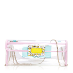 Roger Vivier	Broche Vivier Buckle Clutch in Green/Pink/Yellow PVC