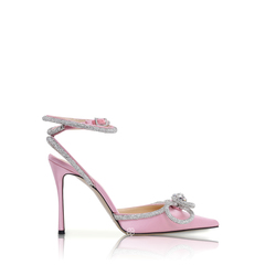 Mach Mach	Women Crystal Double Bow Ankle Strap Pumps 110mm in Pink