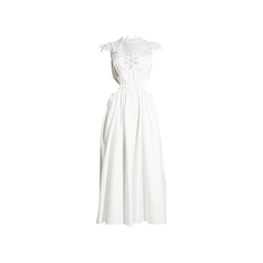 Self Potrait	Cotton Guipure Bib Midi Dress White