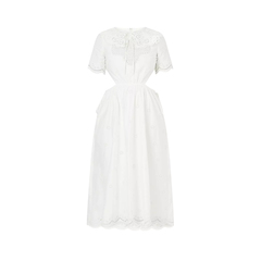 Self Potrait	Daisy Cotton Broderie Anglaise Cut Out Midi Dress White