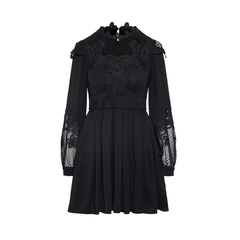 Self Potrait	Guipure Lace Bib Mini Dress Black