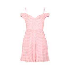 Self Potrait	Gingham Print Chiffon Mini Dress Pink